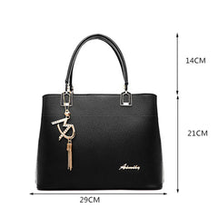 Pure PU Leather Tassel Tote Bag for Mom's Birthday