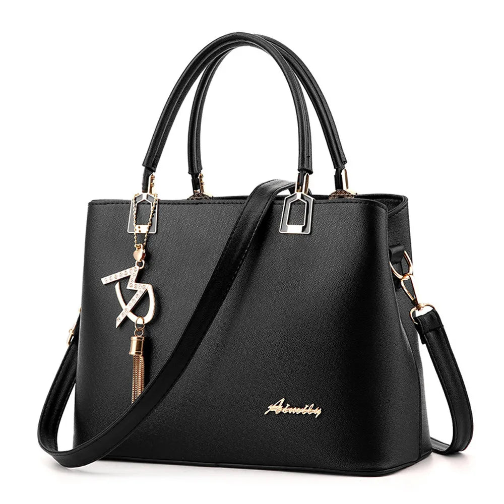Pure PU Leather Tassel Tote Bag for Mom's Birthday