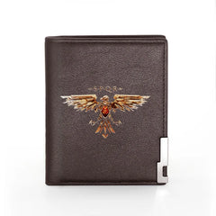 Steampunk Eagle Leather Wallet Billfold Credit Card Holder Short Purse
