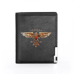 Steampunk Eagle Leather Wallet Billfold Credit Card Holder Short Purse