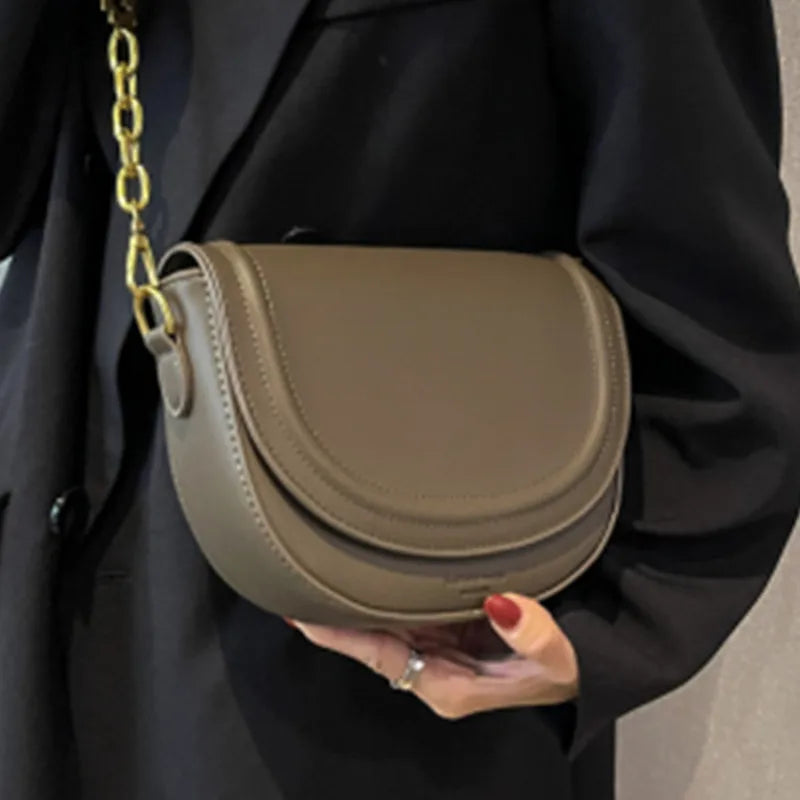 Pure Ladies Small Flap Bag Half Leather Shoulder Bag