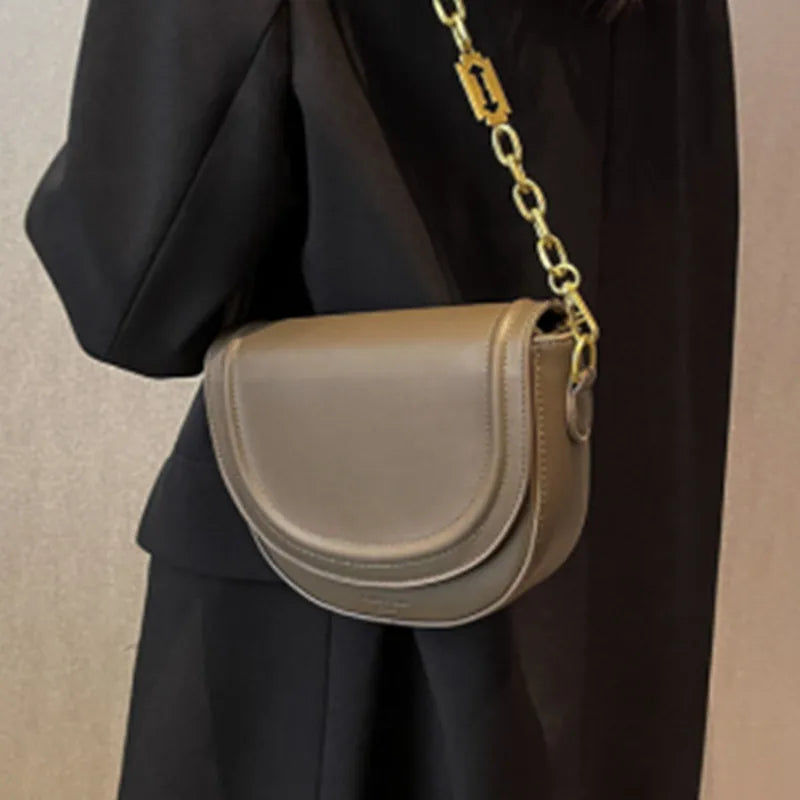 Pure Ladies Small Flap Bag Half Leather Shoulder Bag