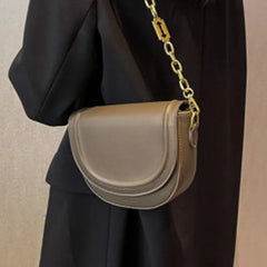 Pure Ladies Small Flap Bag Half Leather Shoulder Bag