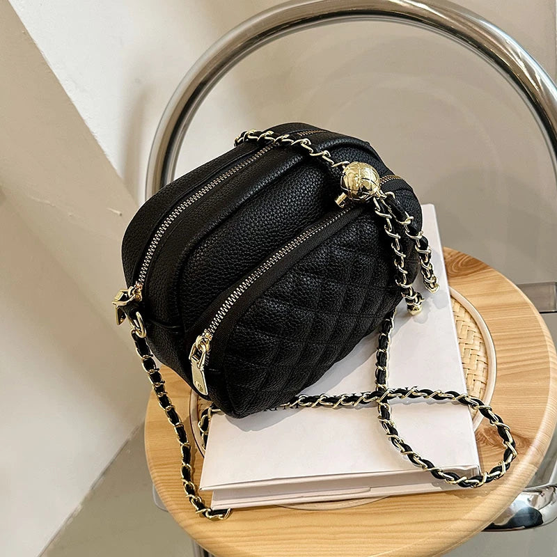 Small Crossbody Bag Rhomboid Embroidery Chain Shoulder Bag for Women