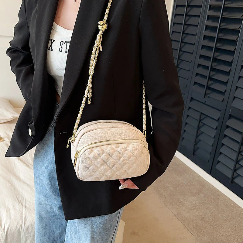 Small Crossbody Bag Rhomboid Embroidery Chain Shoulder Bag for Women