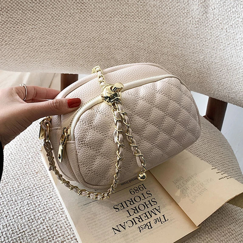 Small Crossbody Bag Rhomboid Embroidery Chain Shoulder Bag for Women