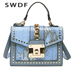 Snakeskin Pattern Shoulder Bags Square PU Leather Crossbody Bags Women Handbags