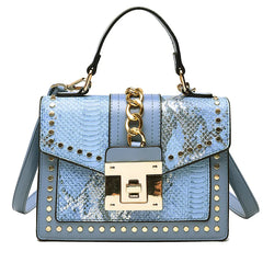 Snakeskin Pattern Shoulder Bags Square PU Leather Crossbody Bags Women Handbags