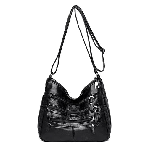 Soft Leather Shoulder Bags Multi-Layer Crossbody Handbag Purse