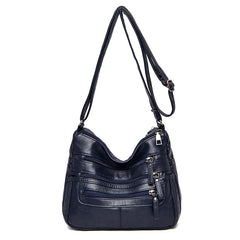 Soft Leather Shoulder Bags Multi-Layer Crossbody Handbag Purse