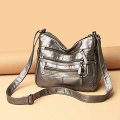 Soft Leather Shoulder Bags Multi-Layer Crossbody Handbag Purse