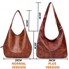 Vintage PU Leather Tote Bag Women Crossbody Handbag