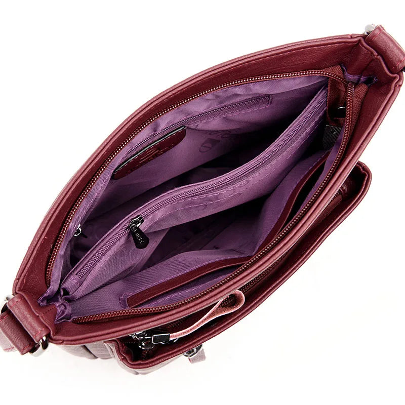 Classic Style Ladies Hand Shoulder Crossbody Bag PU Leather Top-Handle Purse