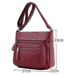 Classic Style Ladies Hand Shoulder Crossbody Bag PU Leather Top-Handle Purse