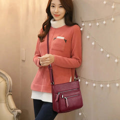 Classic Style Ladies Hand Shoulder Crossbody Bag PU Leather Top-Handle Purse