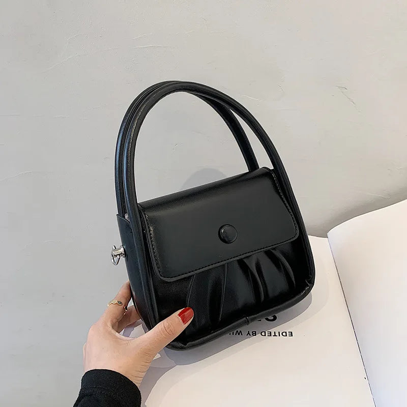 Vintage PU Leather Shoulder Bag Classic Texture Women Totes Crossbody Handbag