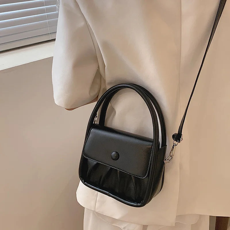 Vintage PU Leather Shoulder Bag Classic Texture Women Totes Crossbody Handbag