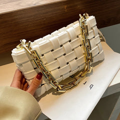 Thick Chain PU Leather Crossbody Bag Famous Ladies Shoulder Handbag