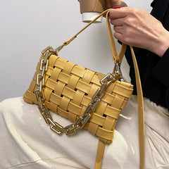 Thick Chain PU Leather Crossbody Bag Famous Ladies Shoulder Handbag