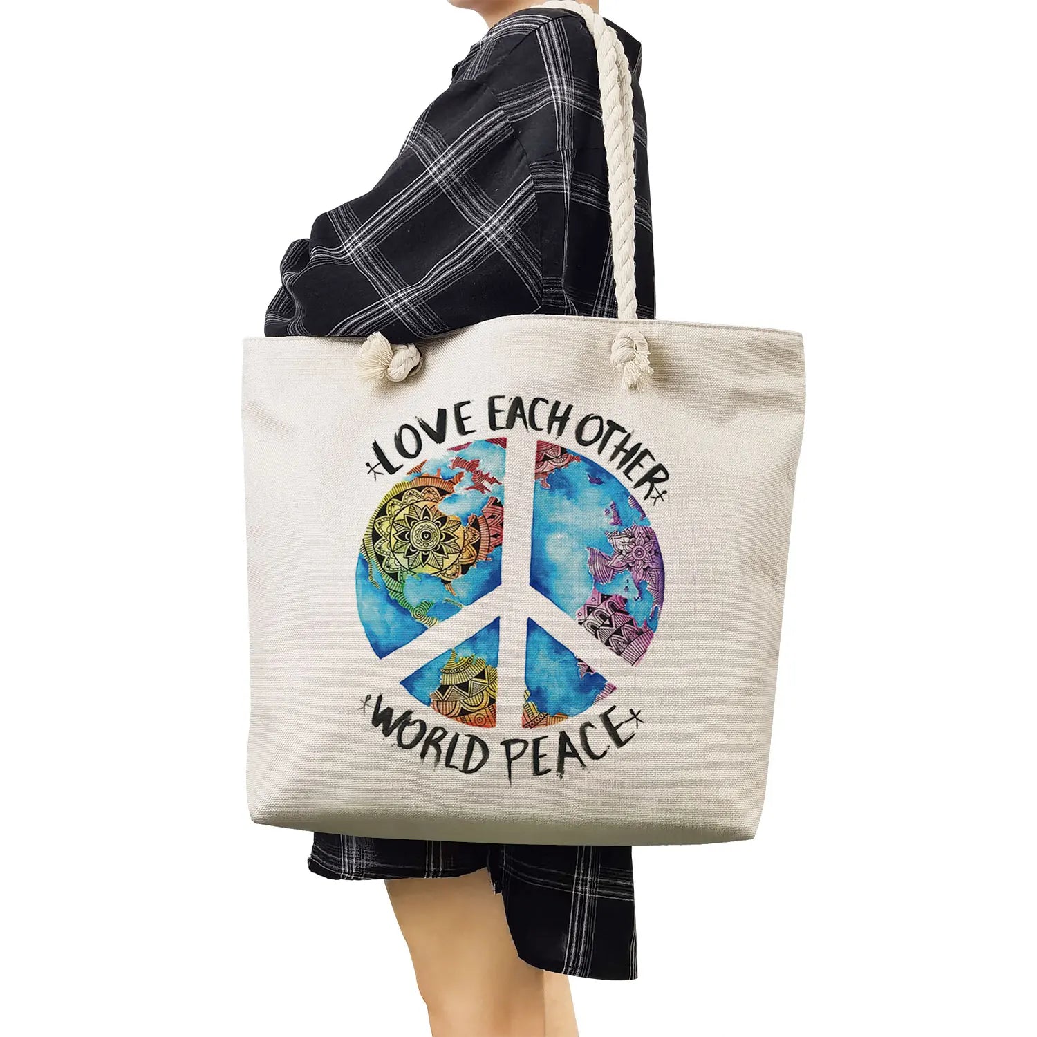 Totem Peace Print Tote Bag Shoulder Bag Travel Beach Ladies Eco Shopping Bags