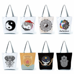 Totem Peace Tai Chi Print Tote Bag Women Handbags Shoulder Bag