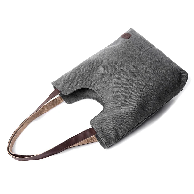 Vintage Gray Women Shopping Bag Casual Shoulder Handbag