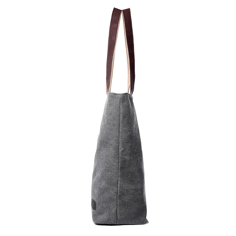 Vintage Gray Women Shopping Bag Casual Shoulder Handbag