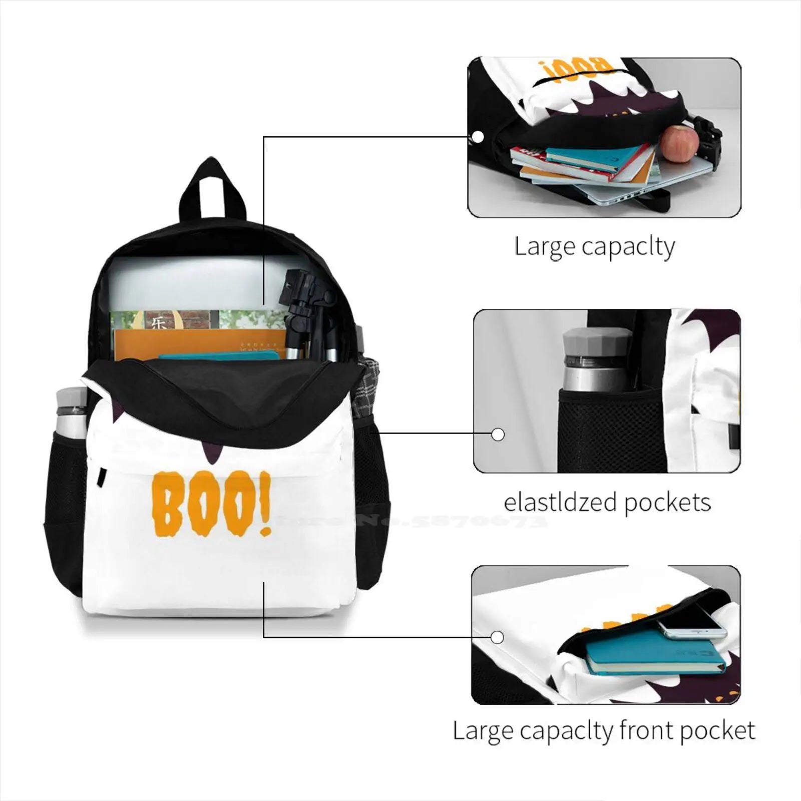 Classy Bat Halloween Women Men Teens Laptop Travel School Bags Batzilla Bat Char
