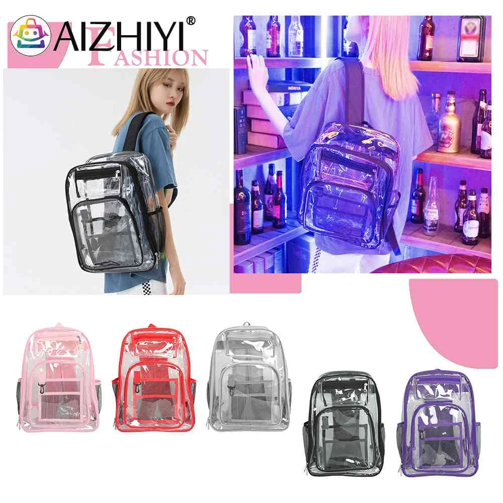 Clear Backpack for Women Teenage Student College Girl PVC Transparent Book Bag
