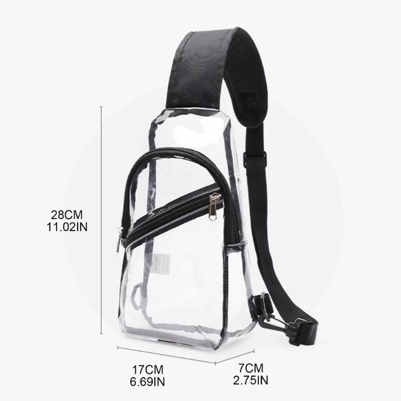 Clear Casual Travel Chest Bag for Men Women PVC Sling Chest Pouch
