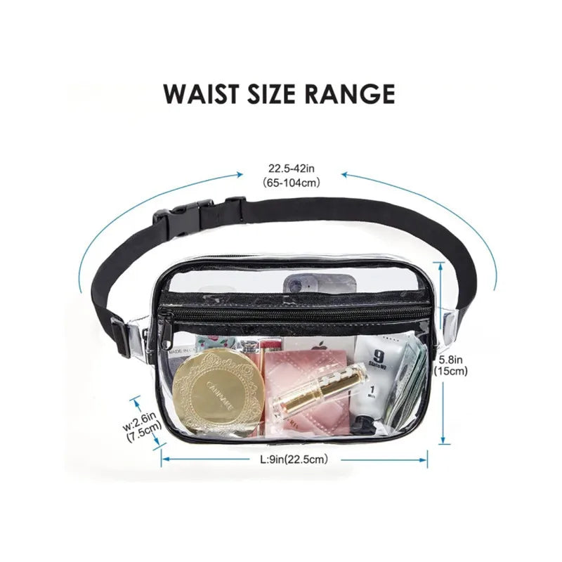 Clear Fanny Pack PVC Belt Bag Transparent Waist Pouch for Concerts Sports