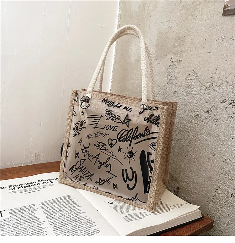 Clear Graffiti Handbag Crystal PVC Transparent Shoulder Bag