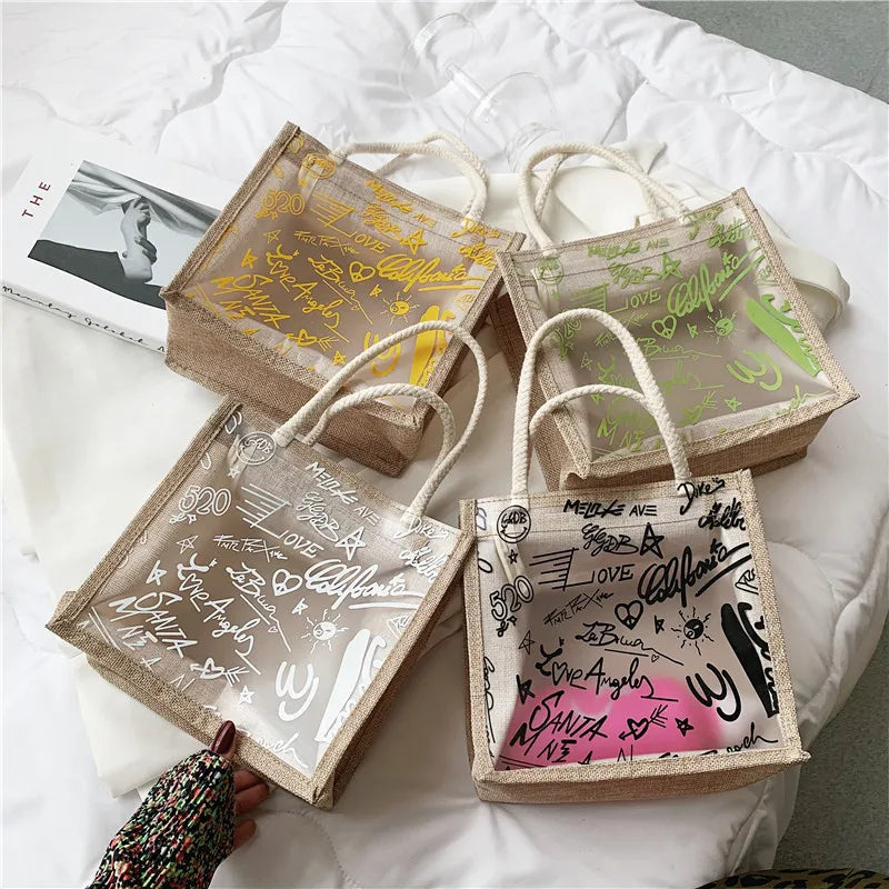 Clear Graffiti Handbag Crystal PVC Transparent Shoulder Bag