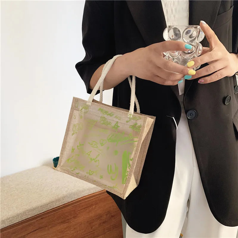 Clear Graffiti Handbag Crystal PVC Transparent Shoulder Bag