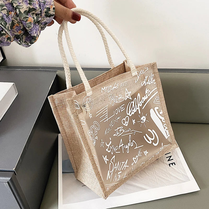 Clear Graffiti Handbag Crystal PVC Transparent Shoulder Bag