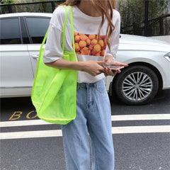 Mesh Shoulder Bag Beach Canvas Shopping Tote Heavy Duty Handbags