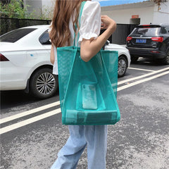Mesh Shoulder Bag Beach Canvas Shopping Tote Heavy Duty Handbags