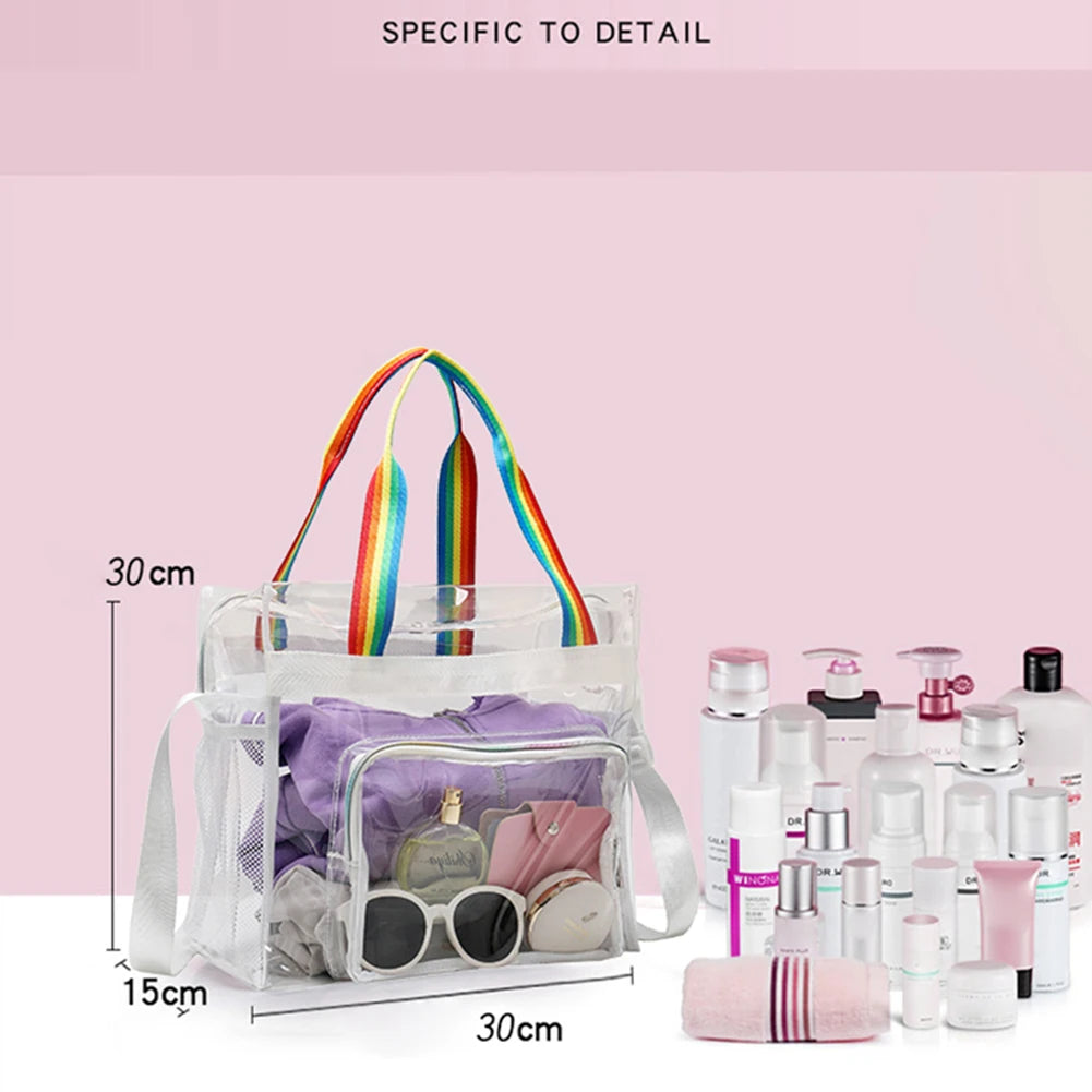 Clear PVC Shoulder Bag Women Handbag Jelly Square Bag Transparent Crossbody