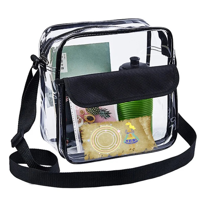 Clear PVC Shoulder Handbag Adjustable Long Strap Casual Outdoor Style