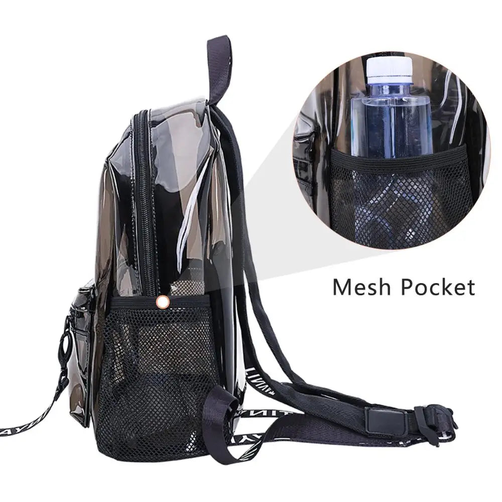Clear PVC Women Backpack Transparent Solid Backpack Travel School