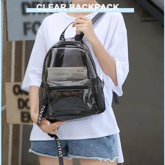 Clear PVC Women Backpack Transparent Solid Backpack Travel School