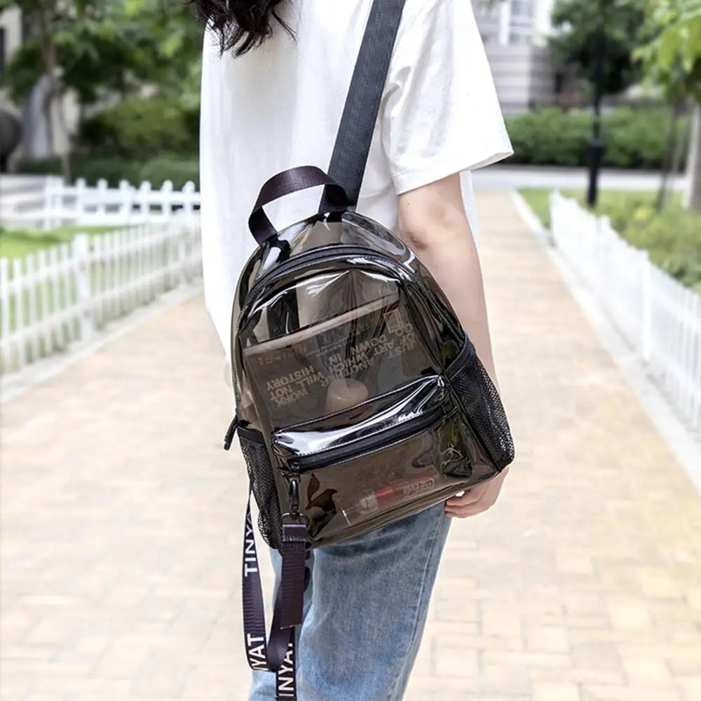 Clear PVC Women Backpack Transparent Solid Backpack Travel School