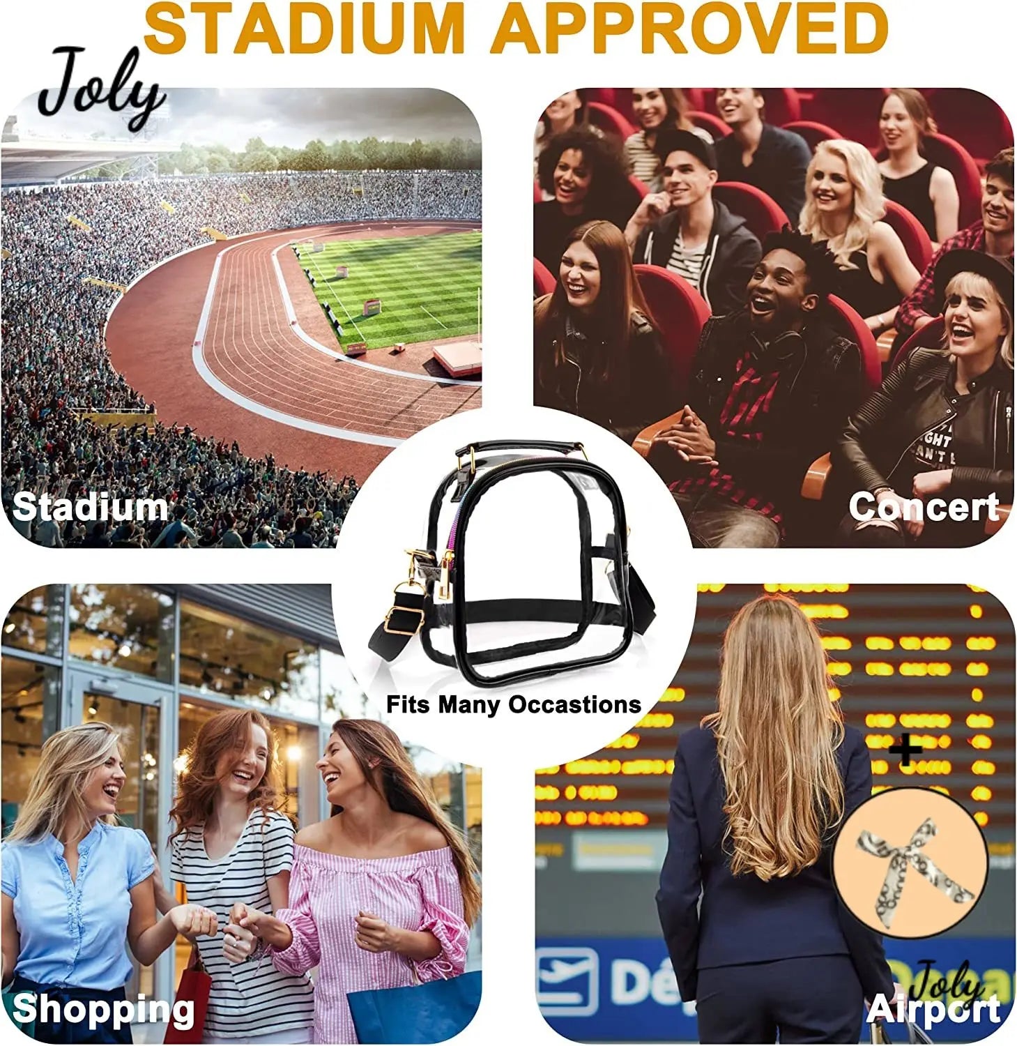 Clear Stadium Crossbody Bag, Top-handle Purse for Concert Sports Events