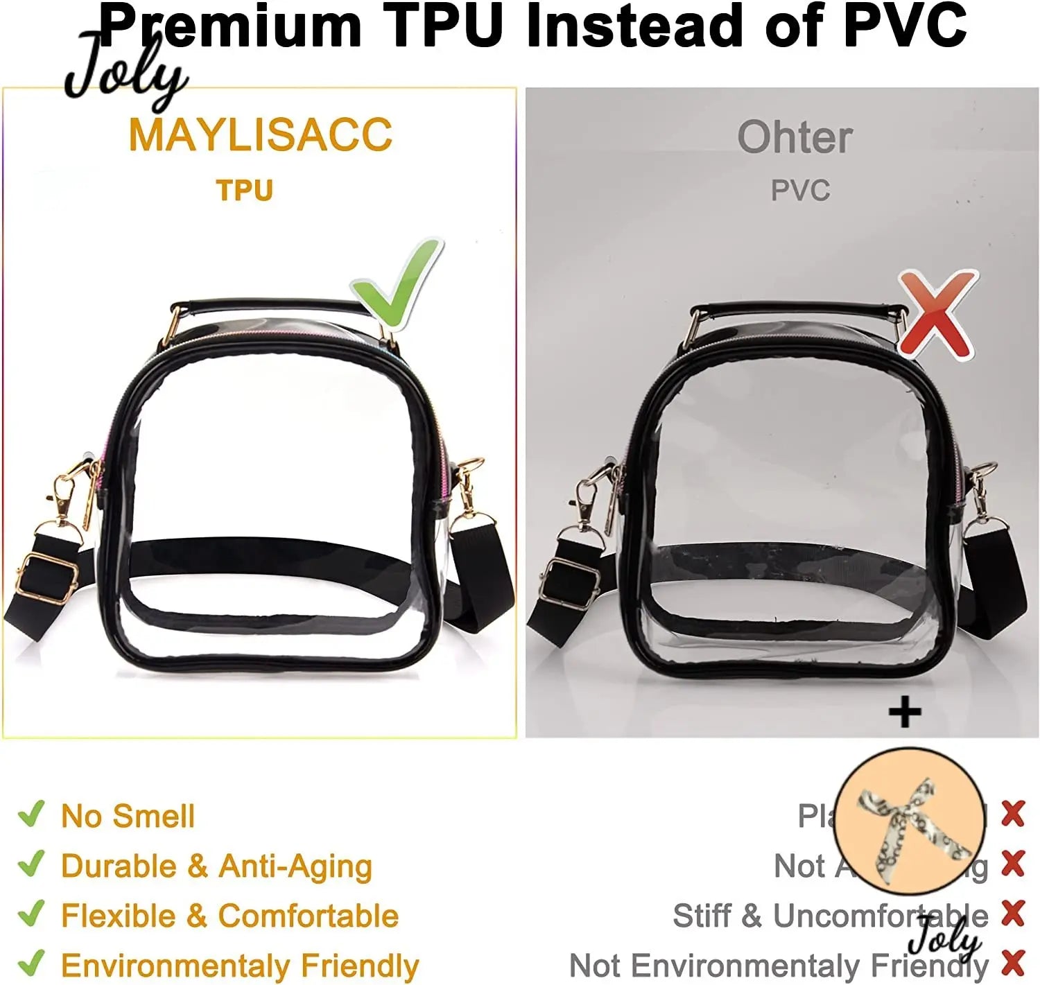 Clear Stadium Crossbody Bag, Top-handle Purse for Concert Sports Events