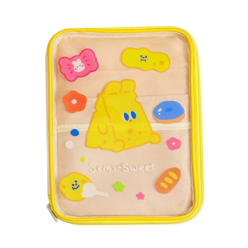 Cartoon Bear Tablet Sleeve Bag Clear PVC Storage Pouch