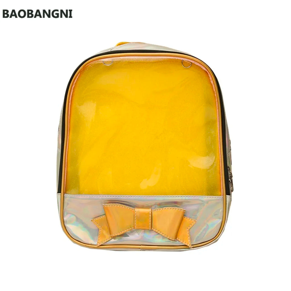 Clear Transparent Backpack School Bags for Teenage Girls Ladies Bowknot Shoulder