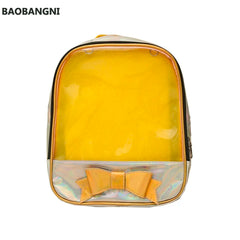Clear Transparent Backpack School Bags for Teenage Girls Ladies Bowknot Shoulder