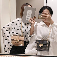 Clear PVC Shoulder Bags Women Jelly Rivets Crossbody Bag
