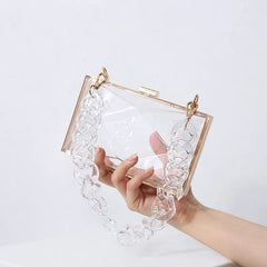 Clear Transparent PVC Resin Acrylic Bag Chain Candy Party Evening Geometric Shap