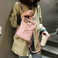 Clear Women Casual Backpacks Transparent Bags PVC Handbags